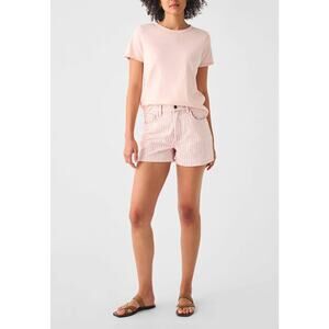 Faherty Women's Topsail High Waisted Shorts Pink Railroad Stripe